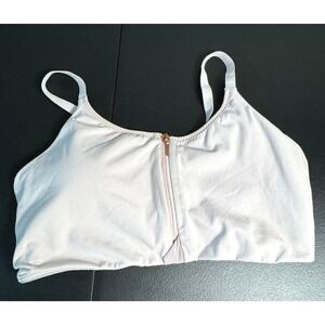 Athleta Light Pink Front Zip‎ Sports Bra Support Tan XL